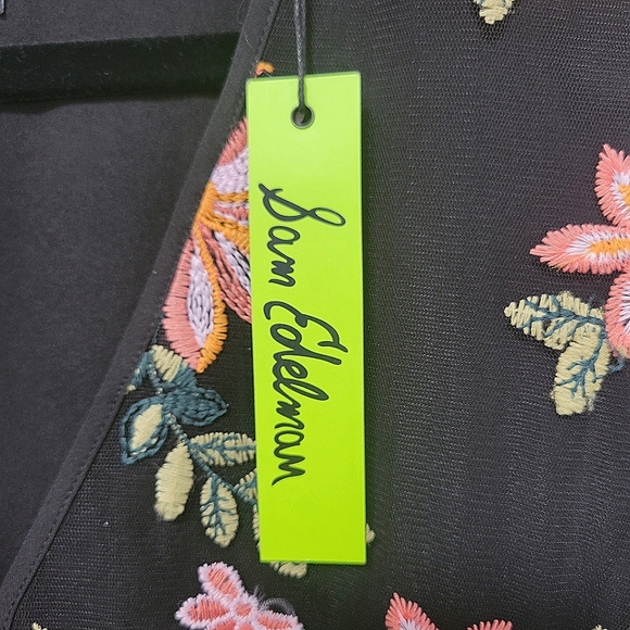 Sam Edelman Sleeveless Black Embroidery Mesh floral Whimsical Garden mini Dress - Picture 8 of 13